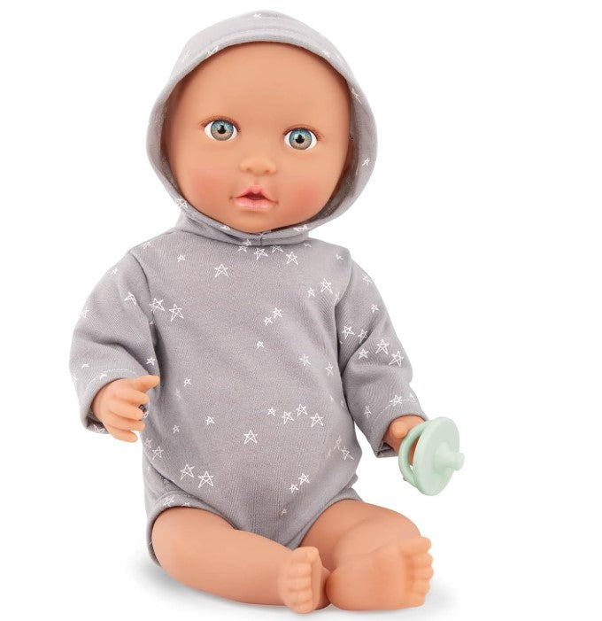 LullaBaby Newborn Doll with One-Piece Grey Outfit