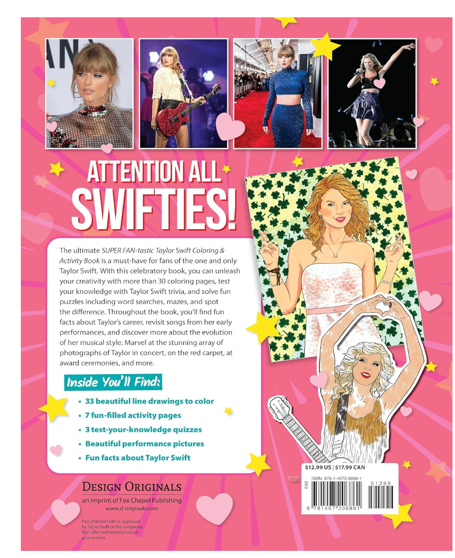 Chapel Publishing SUPER-FAN-tastic Taylor Swift Colouring & Activity Book