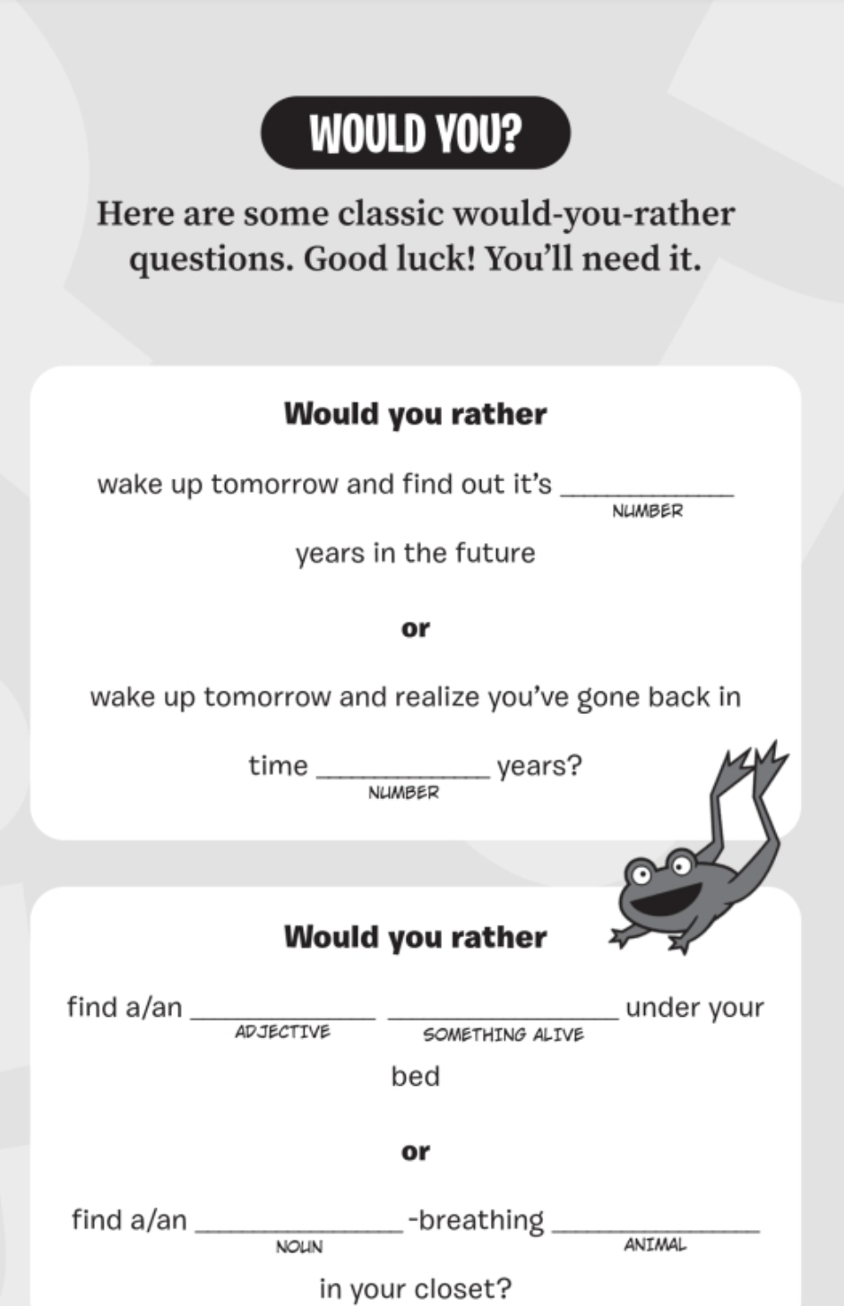 Mad Libs Would You Rather?