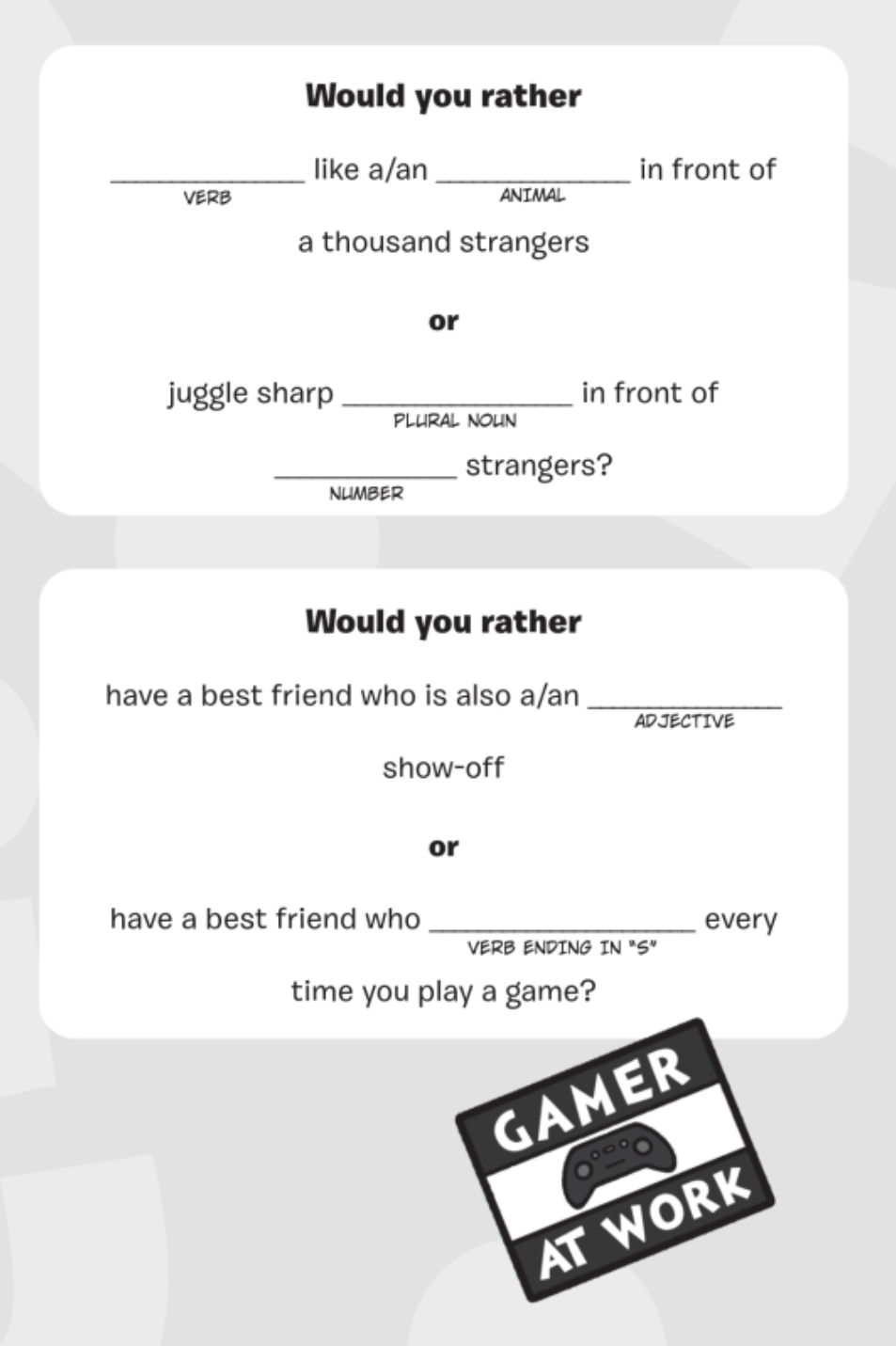 Mad Libs Would You Rather?