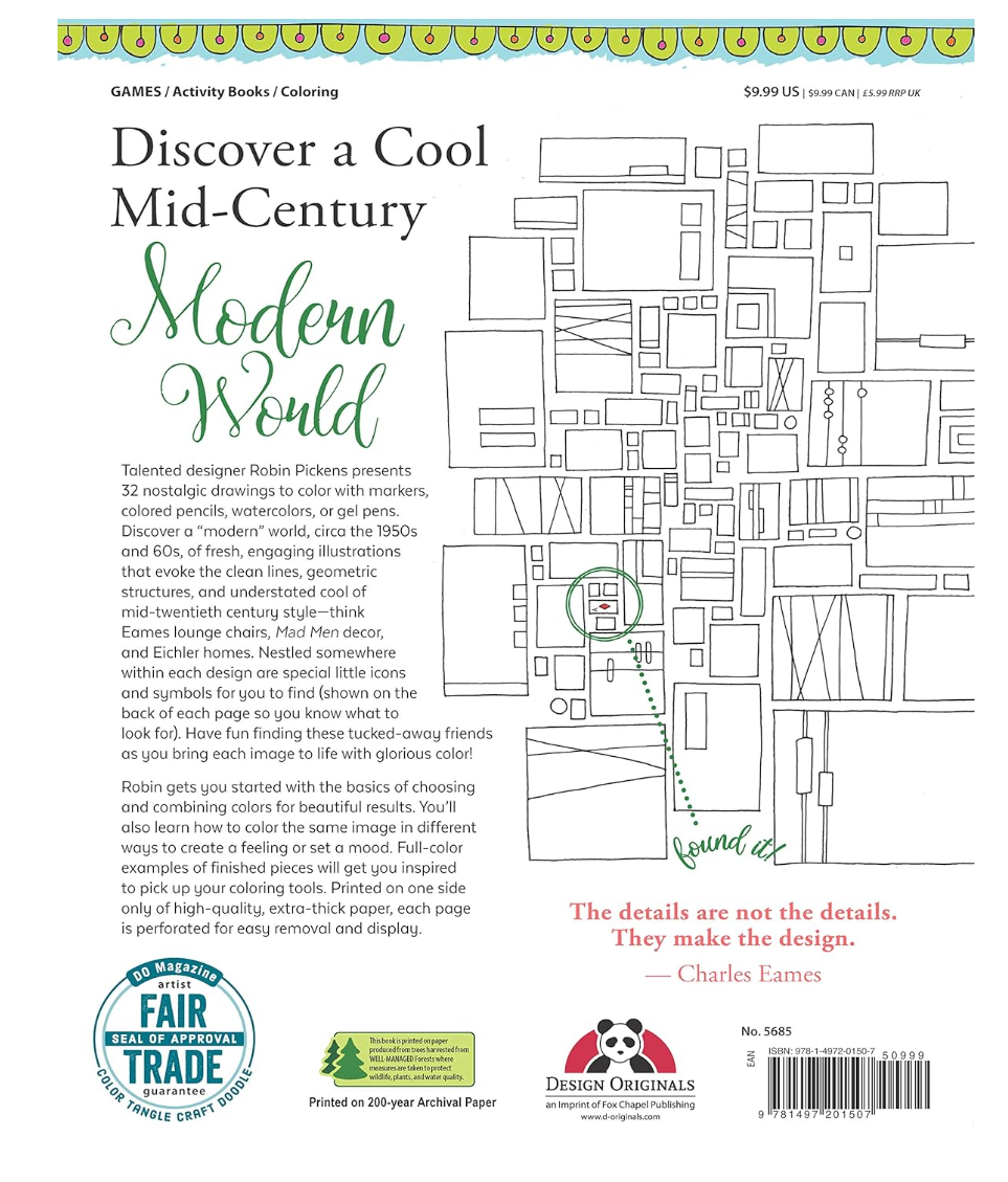 Seek, Color, Find Mid-Century Retro Designs