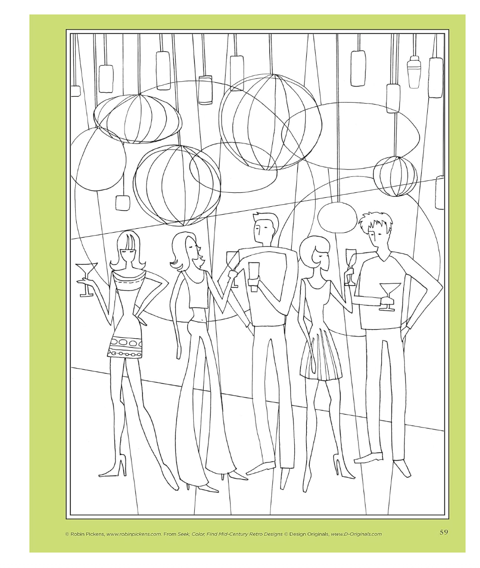 Seek, Color, Find Mid-Century Retro Designs