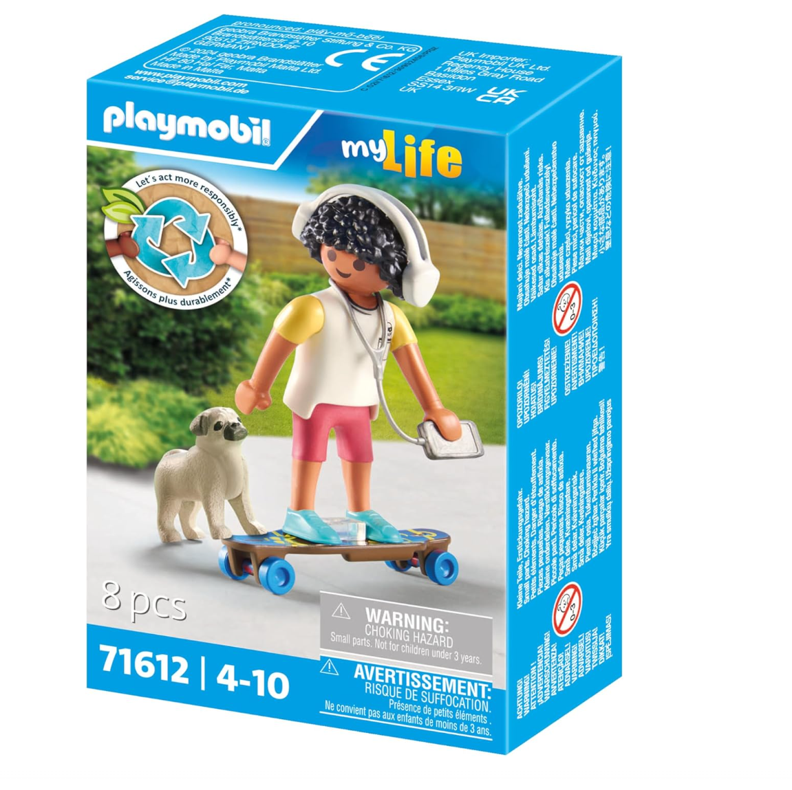 Playmobil My Life Boy With Skateboard & Dog 71612