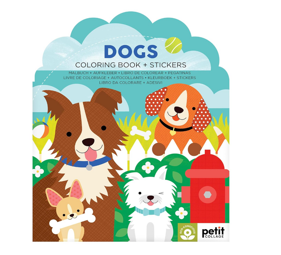 Petit Collage Dogs Coloring Book + Stickers