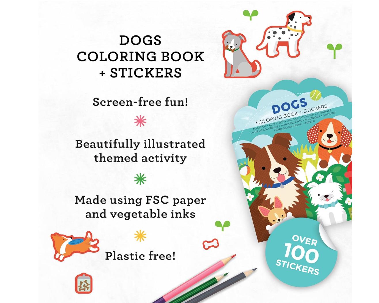 Petit Collage Dogs Coloring Book + Stickers