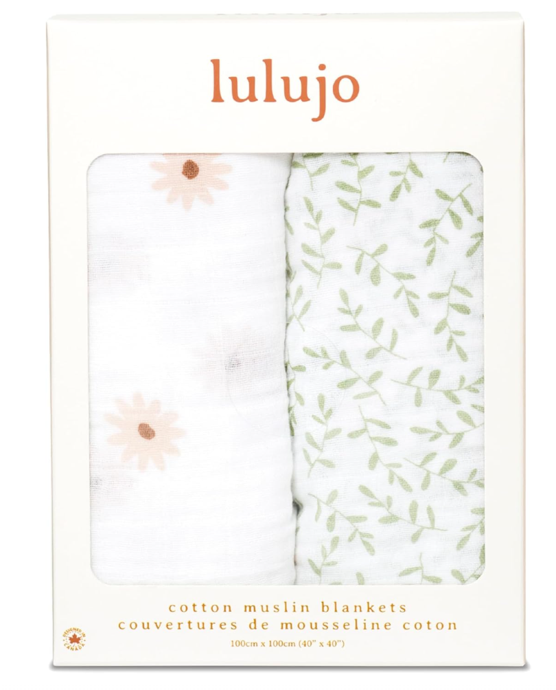 Lulujo 🍁Daisies Greenery 2 Pack Cotton Swaddles