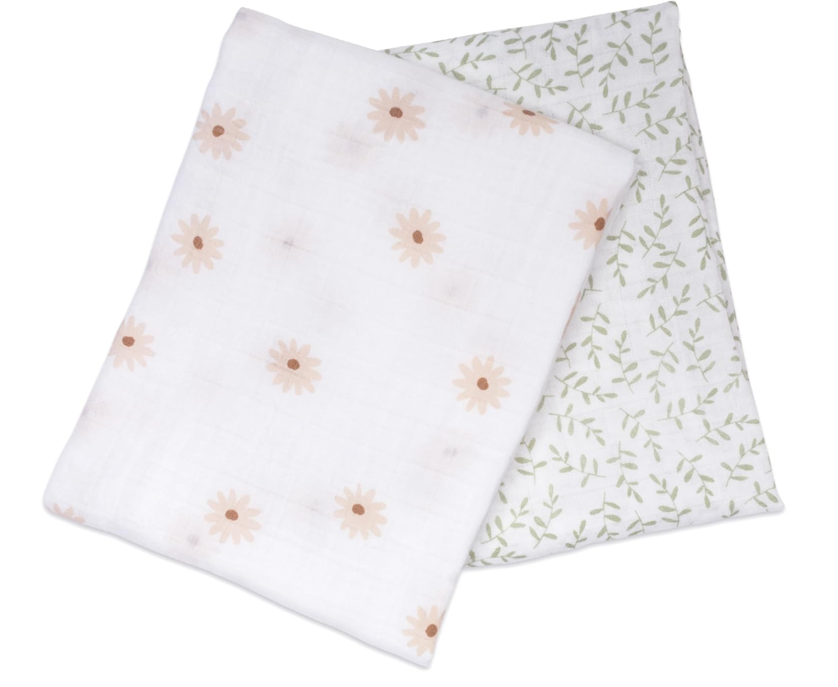 Lulujo 🍁Daisies Greenery 2 Pack Cotton Swaddles