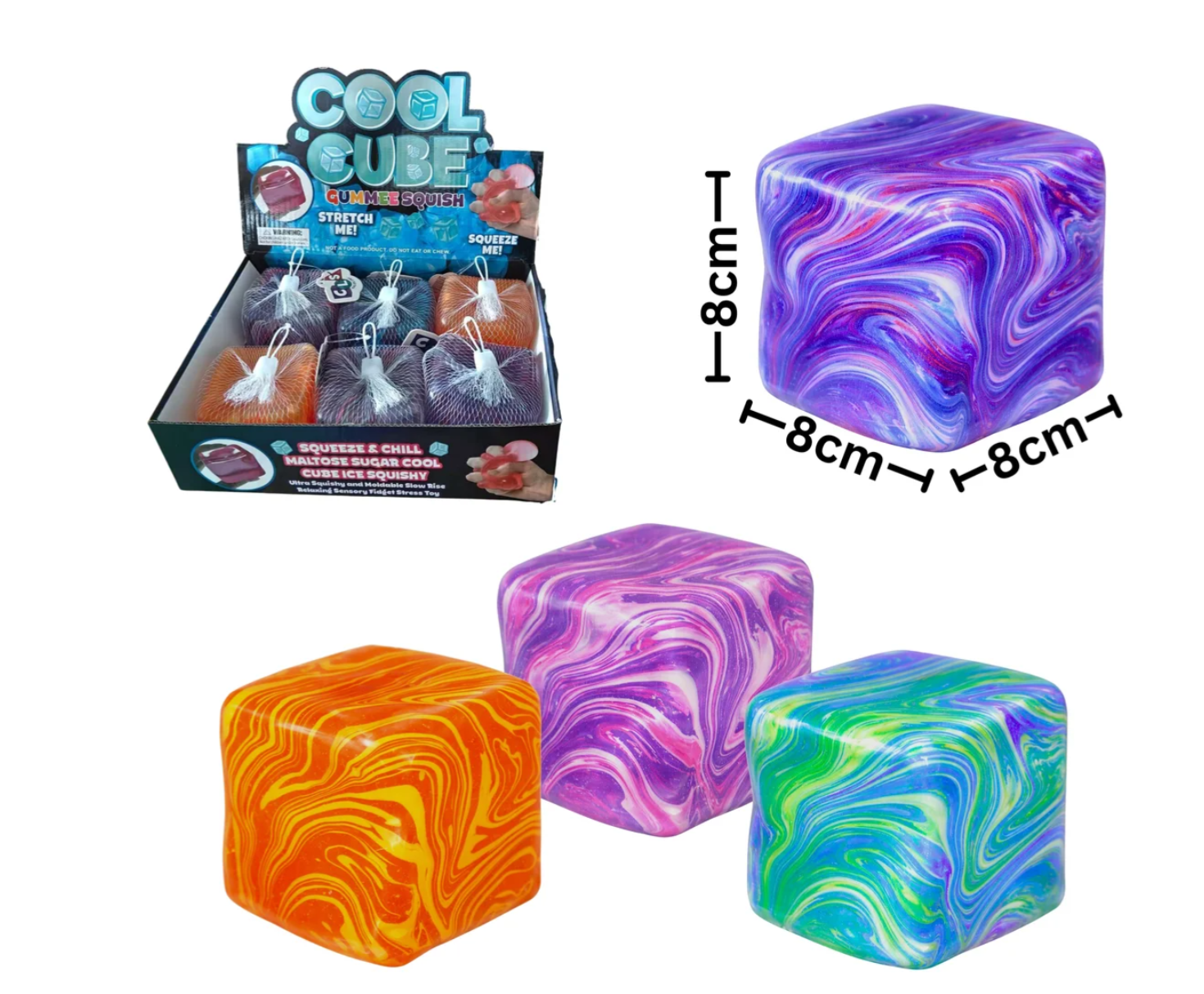 Jumbo Swirl Sugar Squish Cube 8cm