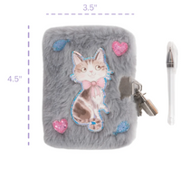 Great Pretenders Cuddle Cat Mini Furry Journal, Grey