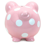 Pink Piggy Bank With Polka Dots