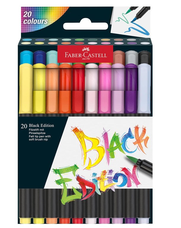 Faber-Castell Black Edition Felt Tip Brush Pen 20 Pack