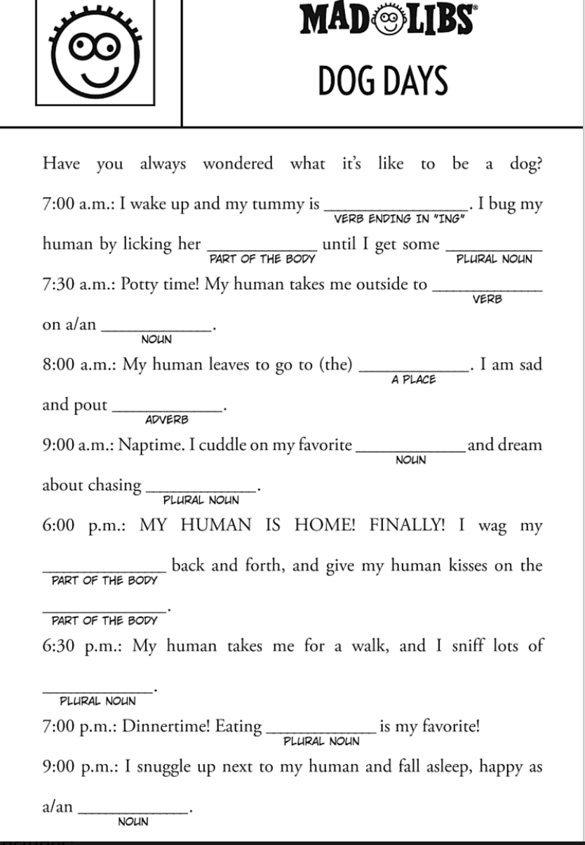 Dog Ate My Mad Libs