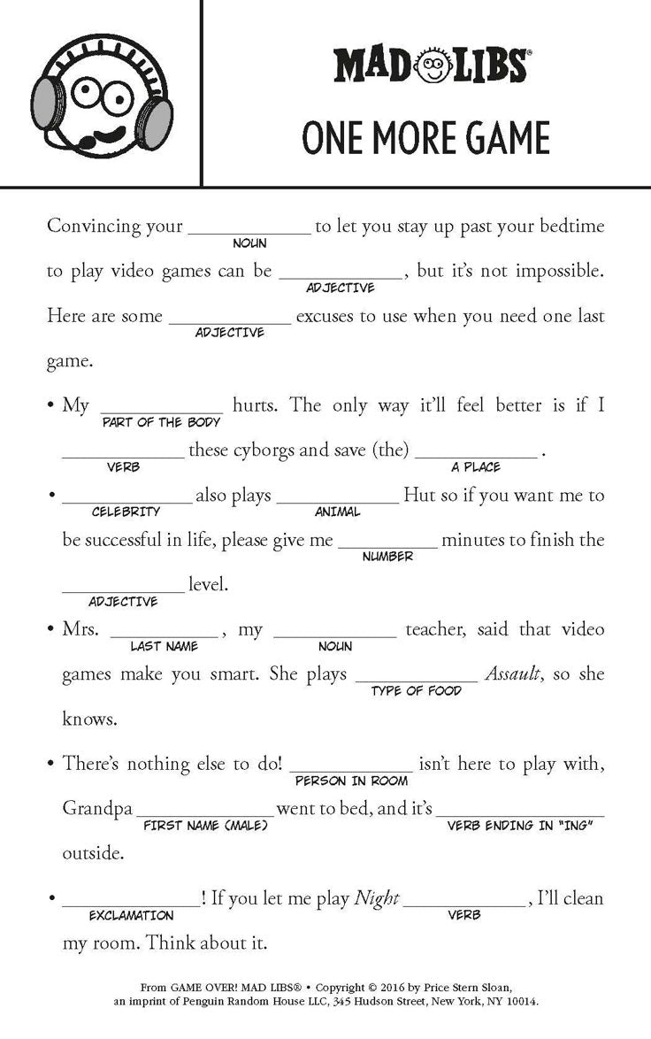 Mad Libs Game Over