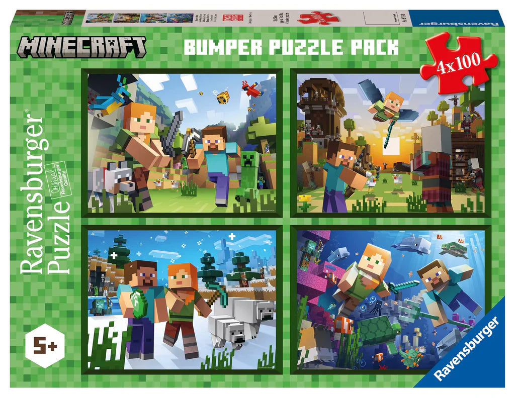 Ravensburger Minecraft 4 x 100 Piece Puzzle