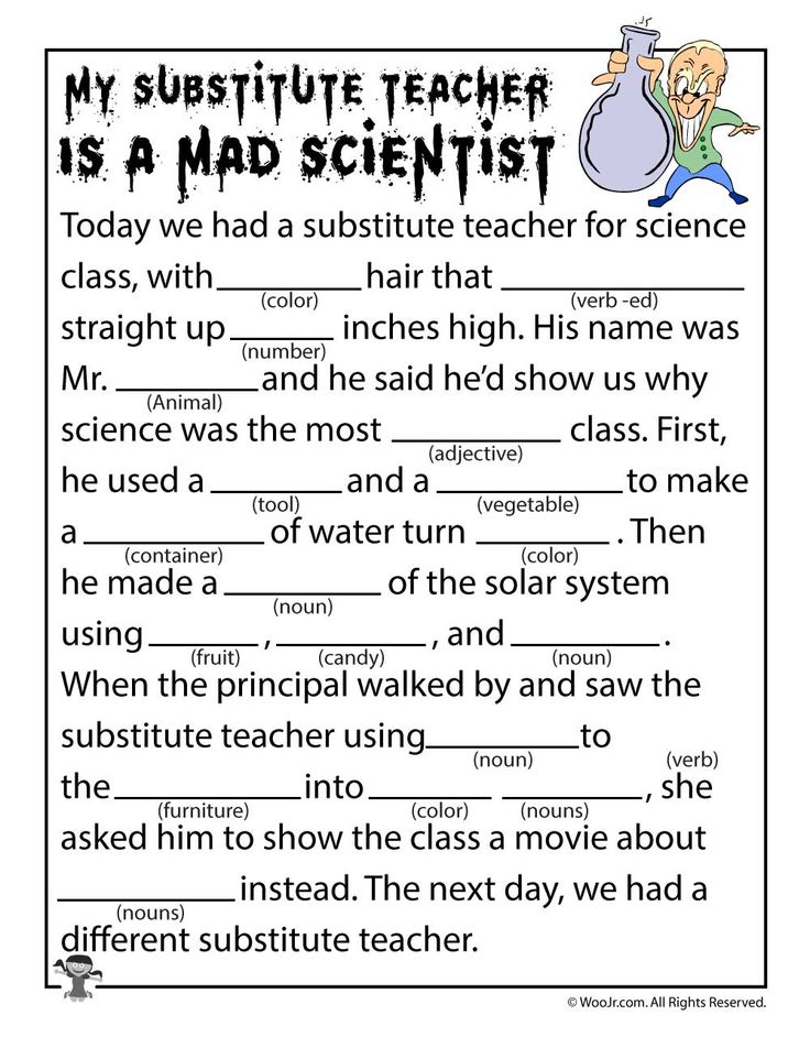 Mad Scientist Mad Libs