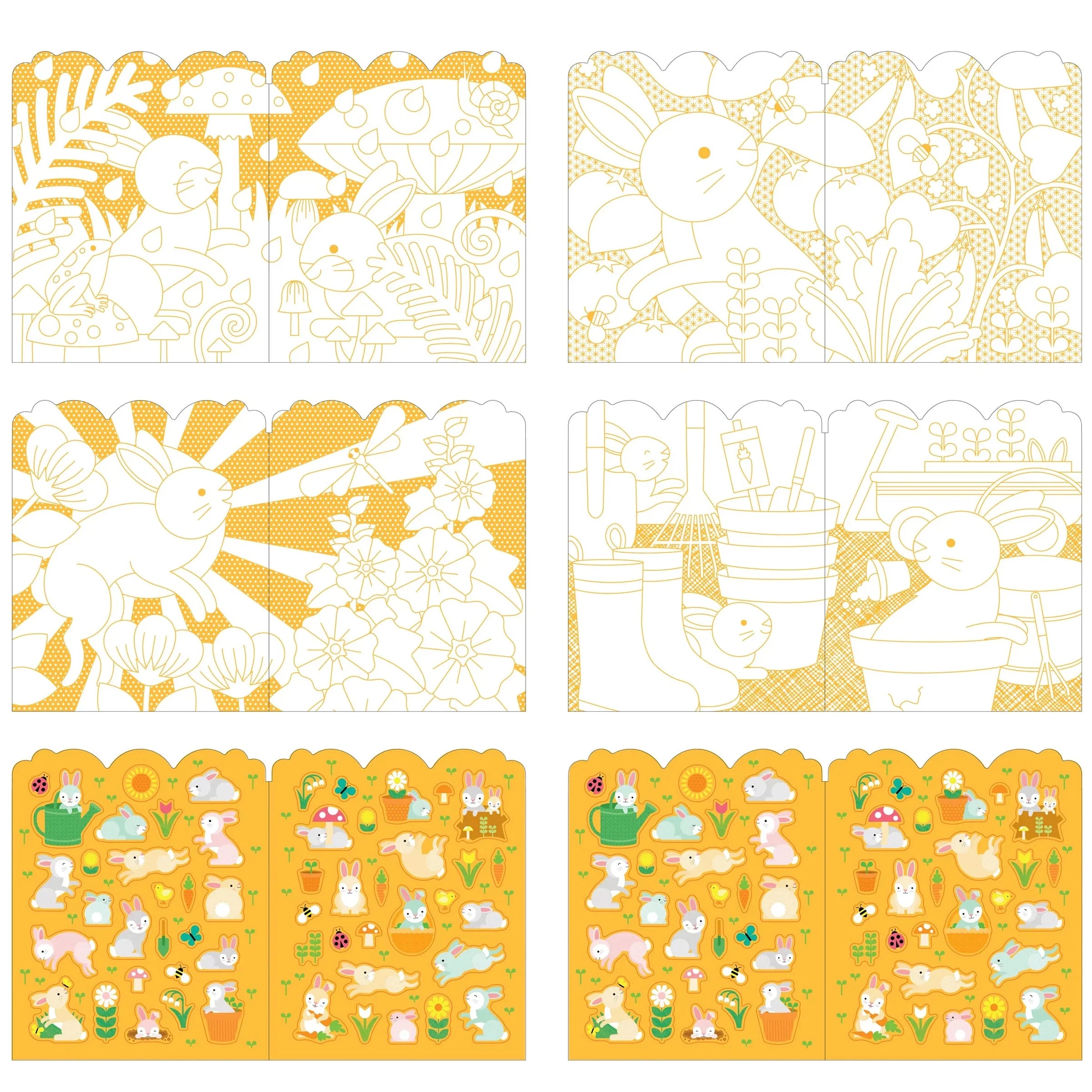 Petit Collage Bunnies Colouring Book & Stickers