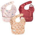 Tiny Twinkle Unicorn + Rainbow + Burgandy Ruffle Mess-Proof Easy Bib - 3pk