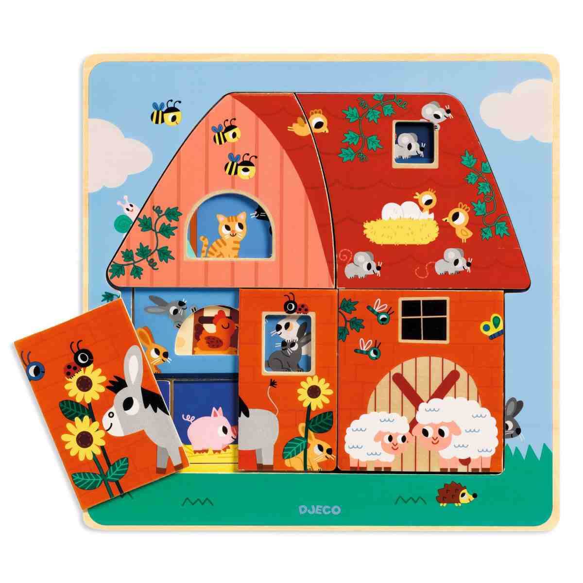 Djeco Chez Moo 12 Piece Wooden Puzzle