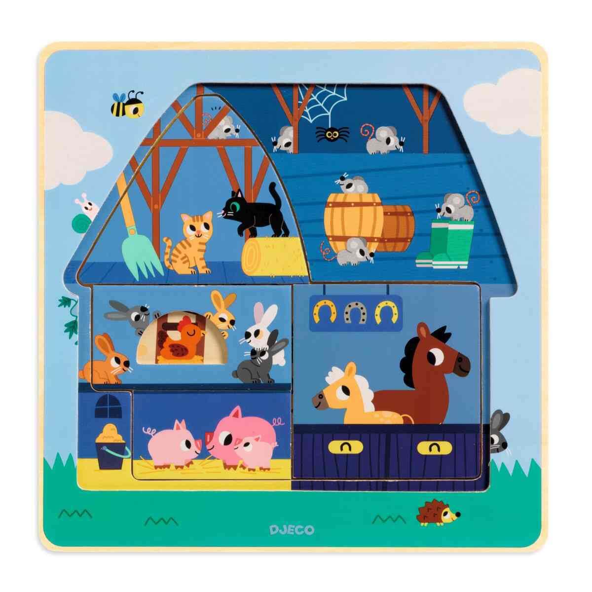 Djeco Chez Moo 12 Piece Wooden Puzzle