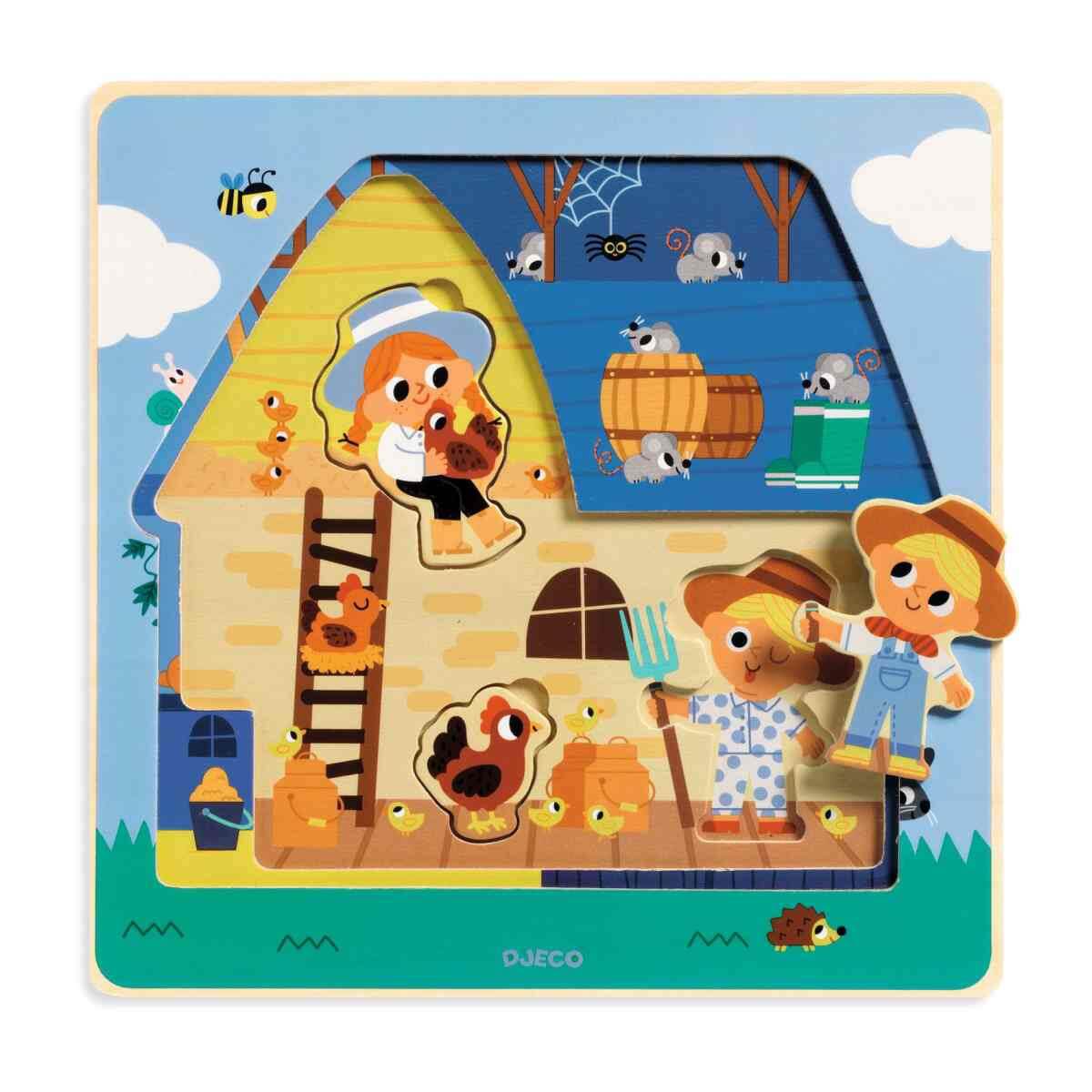 Djeco Chez Moo 12 Piece Wooden Puzzle