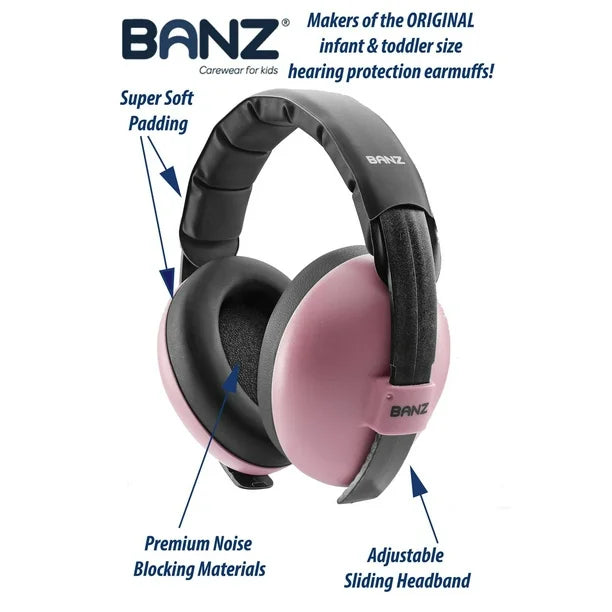 Banz Baby Hearing Protection Earmuffs Petal Pink (2 mths+)