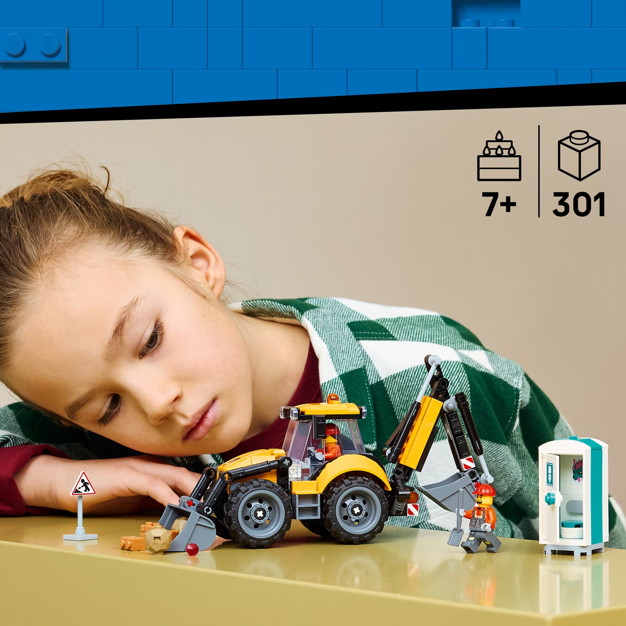 Yellow Backhoe Loader - Lego City 60480