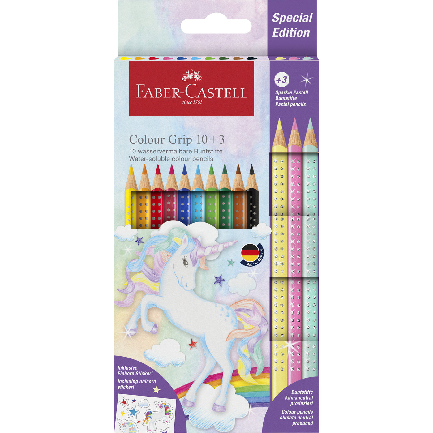Faber-Castell Unicorn Edition Colour Grip Pencils 10 Pack + 3