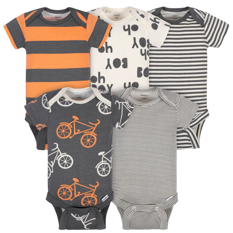 Gerber Bicycle 5 Pack Short Sleeve Onsie 6-9