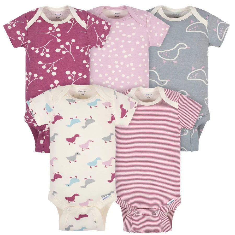 Gerber Duckling 5 Pack Short Sleeve Onsie 12 Months