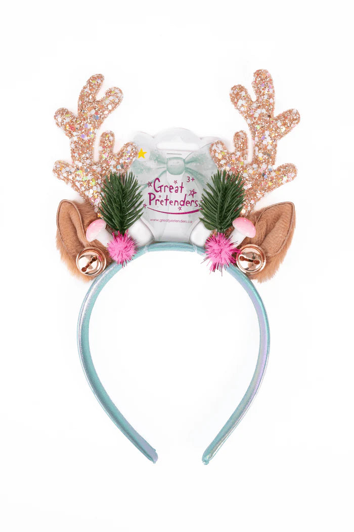 Great Pretenders Holiday Rudolph Headband Pink & Mint