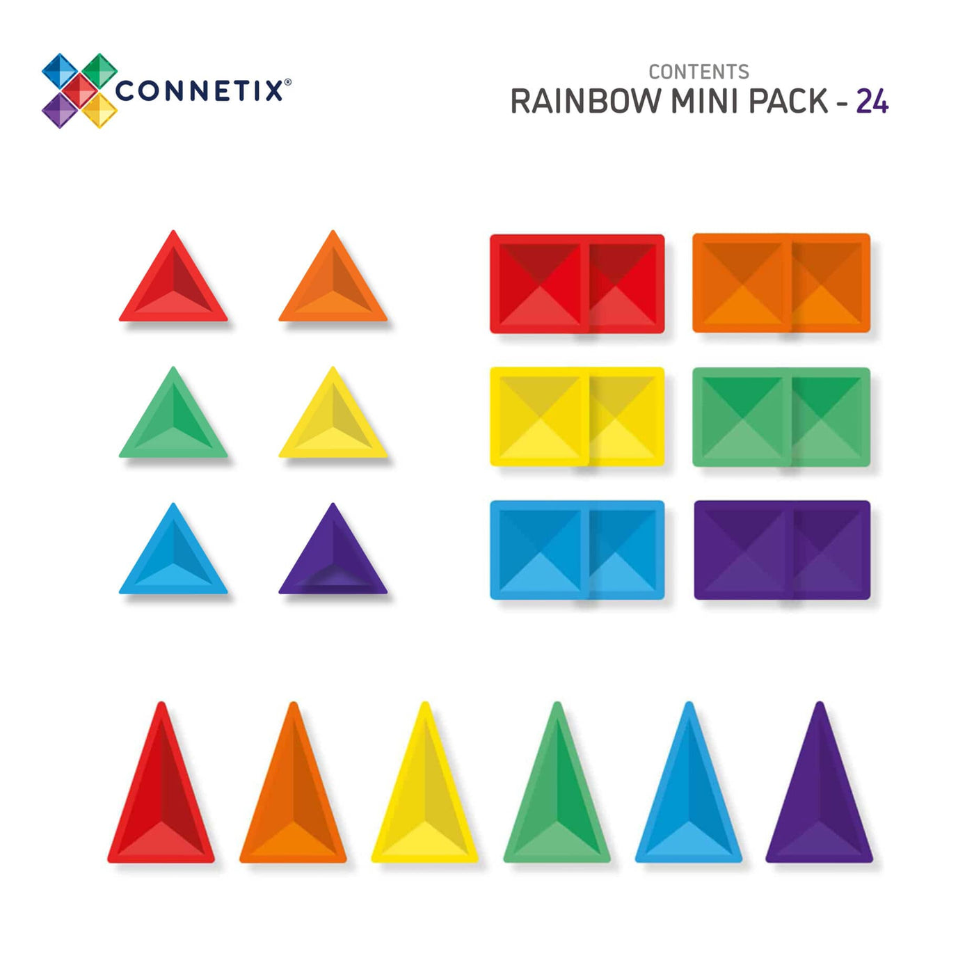 CONNETIX Rainbow Mini Pack, 24 Pieces