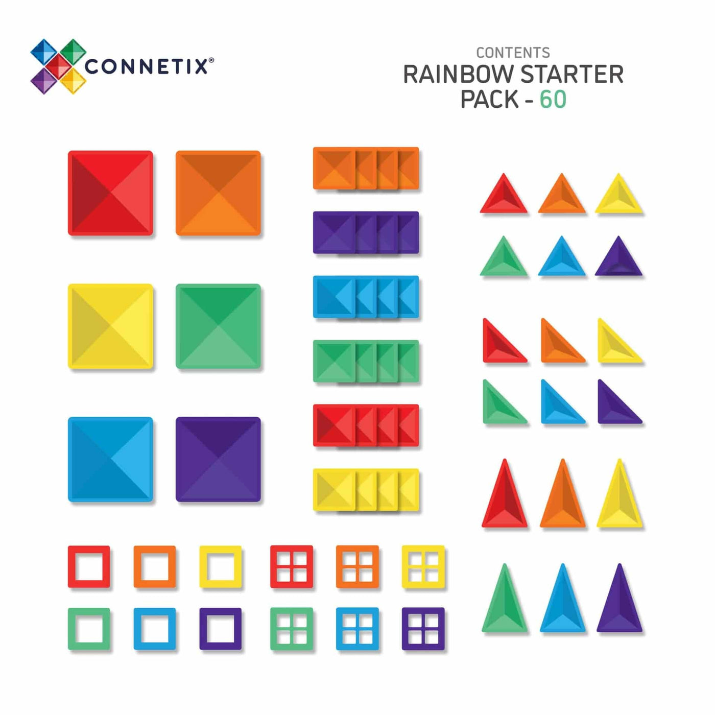 CONNETIX Rainbow Starter Pack, 60 Pieces