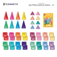 CONNETIX Magnetic Tiles Glitter Castle Pack 48 Pieces