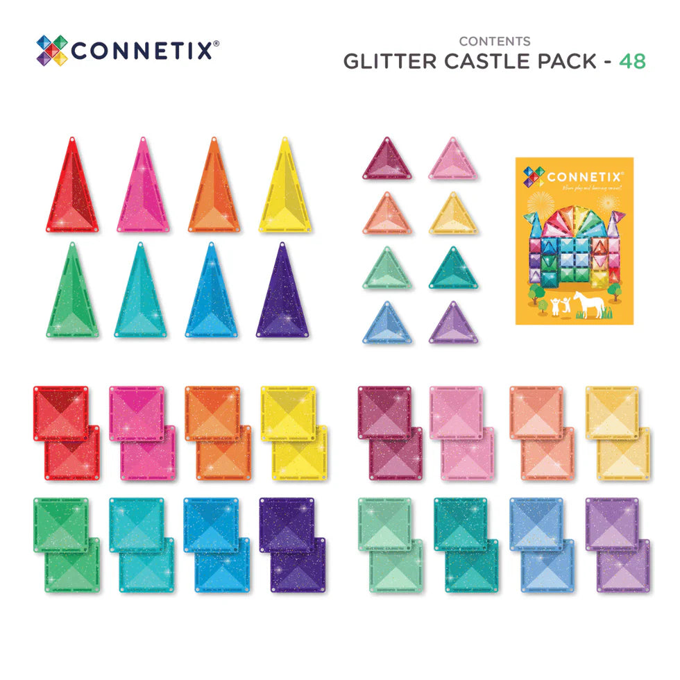 CONNETIX Magnetic Tiles Glitter Castle Pack 48 Pieces