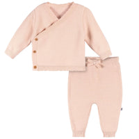 Just Born 2 Piece Scalloped Sweater - Pink - 6-9 Months