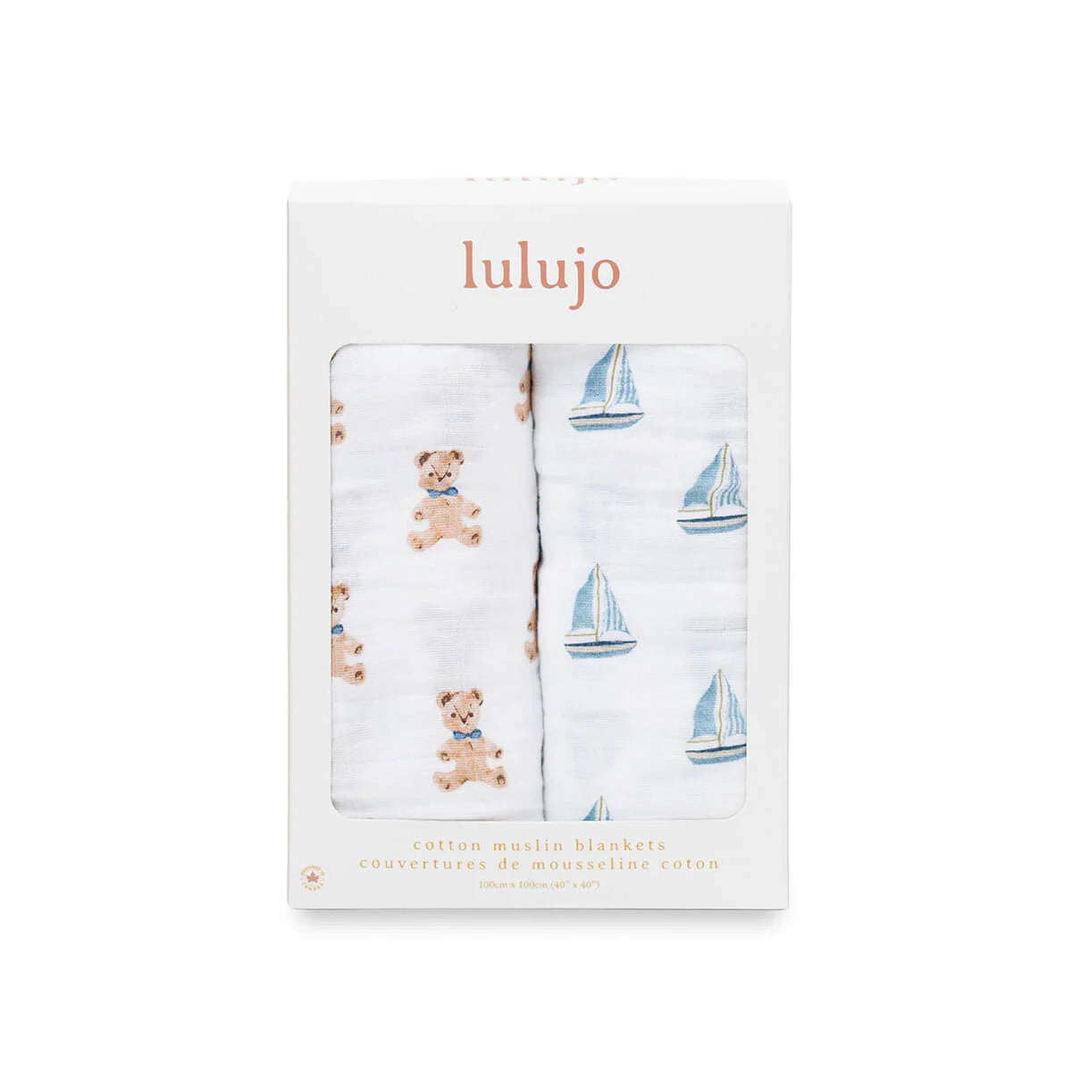 Lulujo Bear & Sailboat 2 Pack Muslin Swaddle