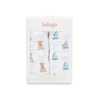 Lulujo Bear & Sailboat 2 Pack Muslin Swaddle