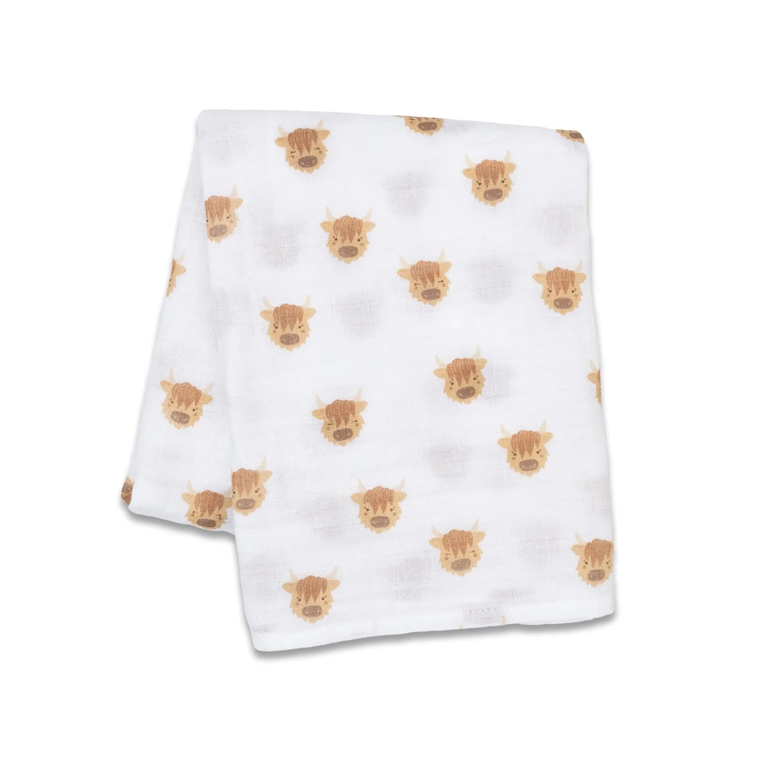 Lulujo Highland Cows Swaddle Muslin Cotton Blanket