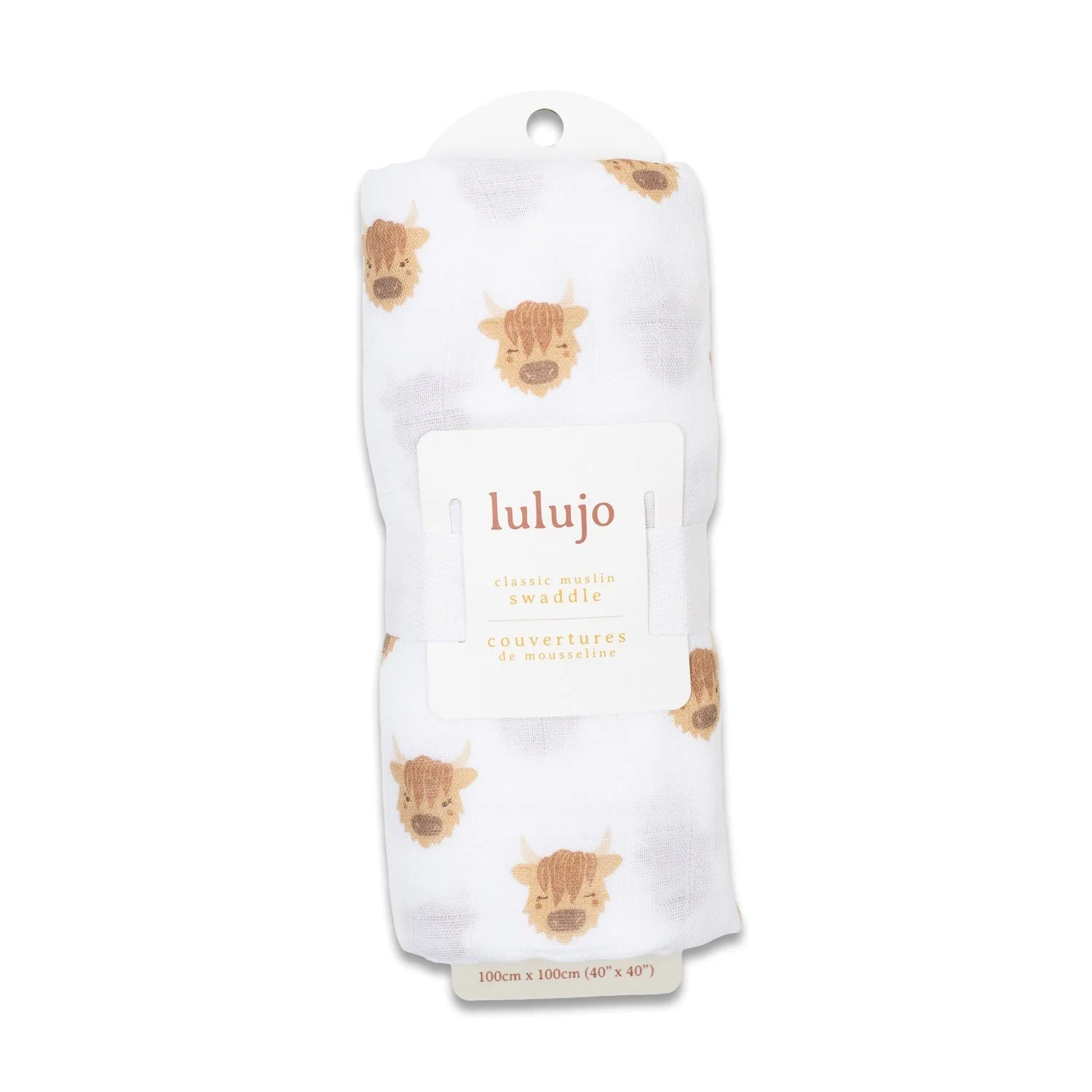 Lulujo Highland Cows Swaddle Muslin Cotton Blanket