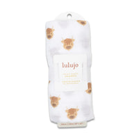 Lulujo Highland Cows Swaddle Muslin Cotton Blanket