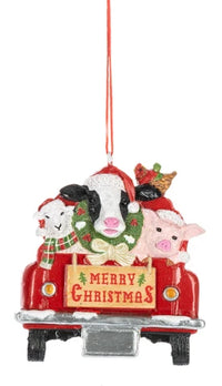 Farm Friends In Truck Christmas Ornament