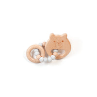 Bulle Bear Cub Grey Mini Wood Rattle
