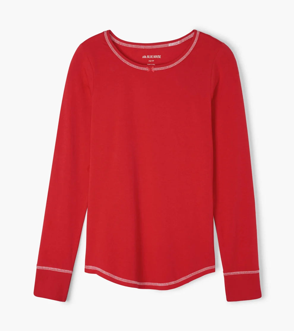 Holiday Red Women's Stretch Jersey Top 🍁 Little Blue House