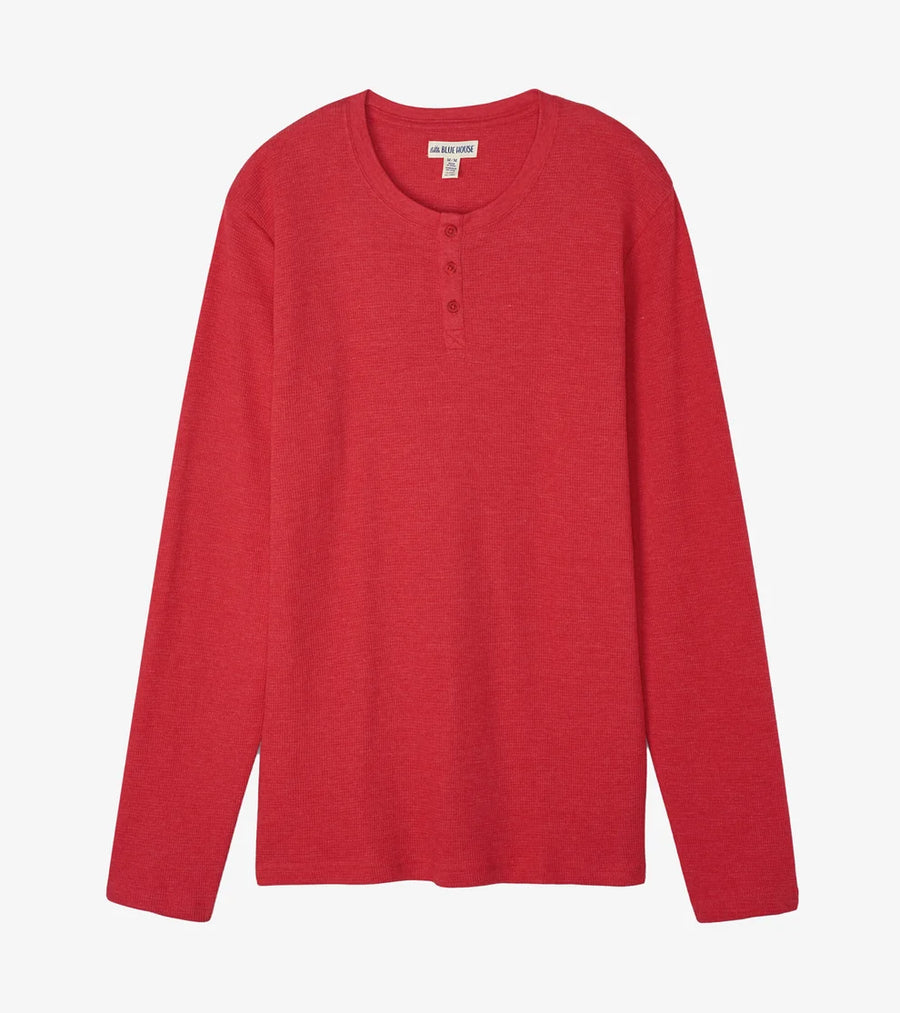 Holiday Red Men's Waffle Henley 🍁 Little Blue House