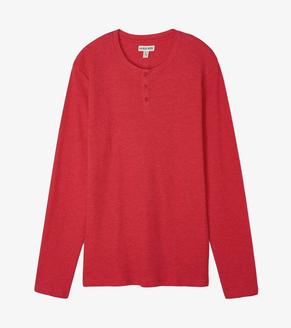 Holiday Red Men's Waffle Henley 🍁 Little Blue House