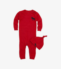 Red Moose Baby Coverall & Hat 🍁 Little Blue House