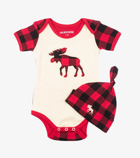 Plaid Moose Bodysuit w/ Hat 🍁 Little Blue House