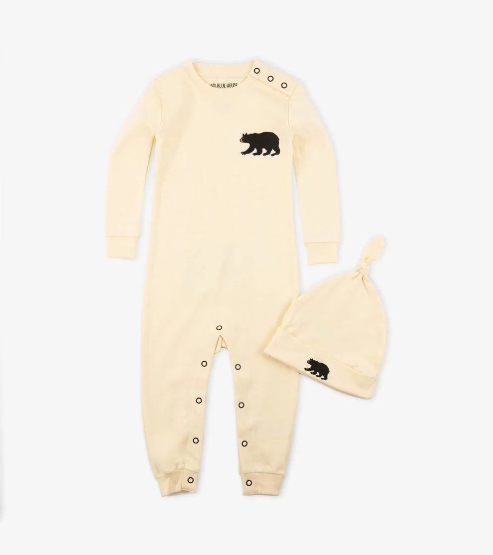 Natural Little Bear Bum Baby Coverall & Hat 🍁 Little Blue House
