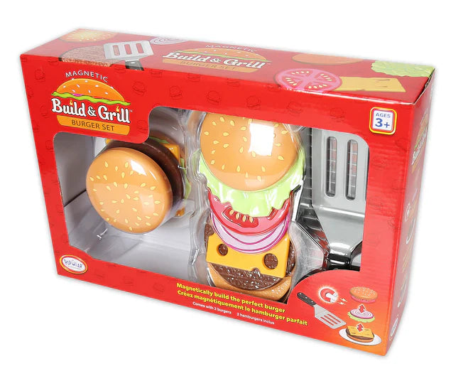 Popular Playthings Magnetic Build A Grill Hamburger Set
