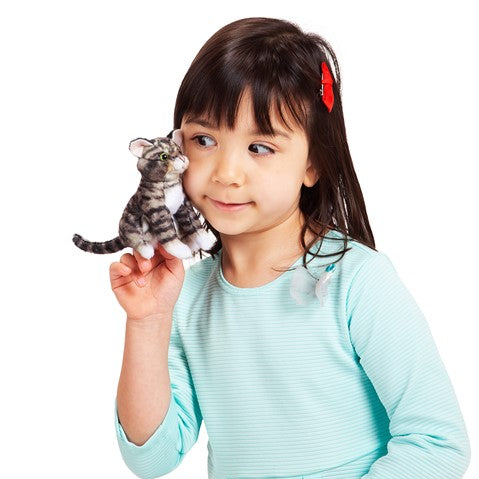Folkmanis Mini Grey Tabby Cat Finger Puppet
